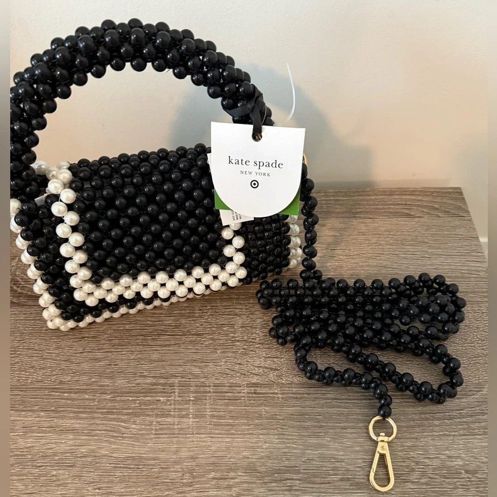 Kate Spade x Target NWT Black and White Colorblock Beaded Crossbody Bag